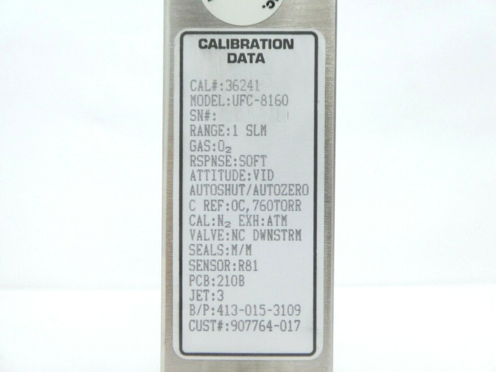 UNIT Instruments UFC-8160 Mass Flow Controller MFC 1 SLM O2 Working Spare