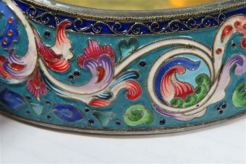 Russian parcel-gilt silver and enamel kovsh