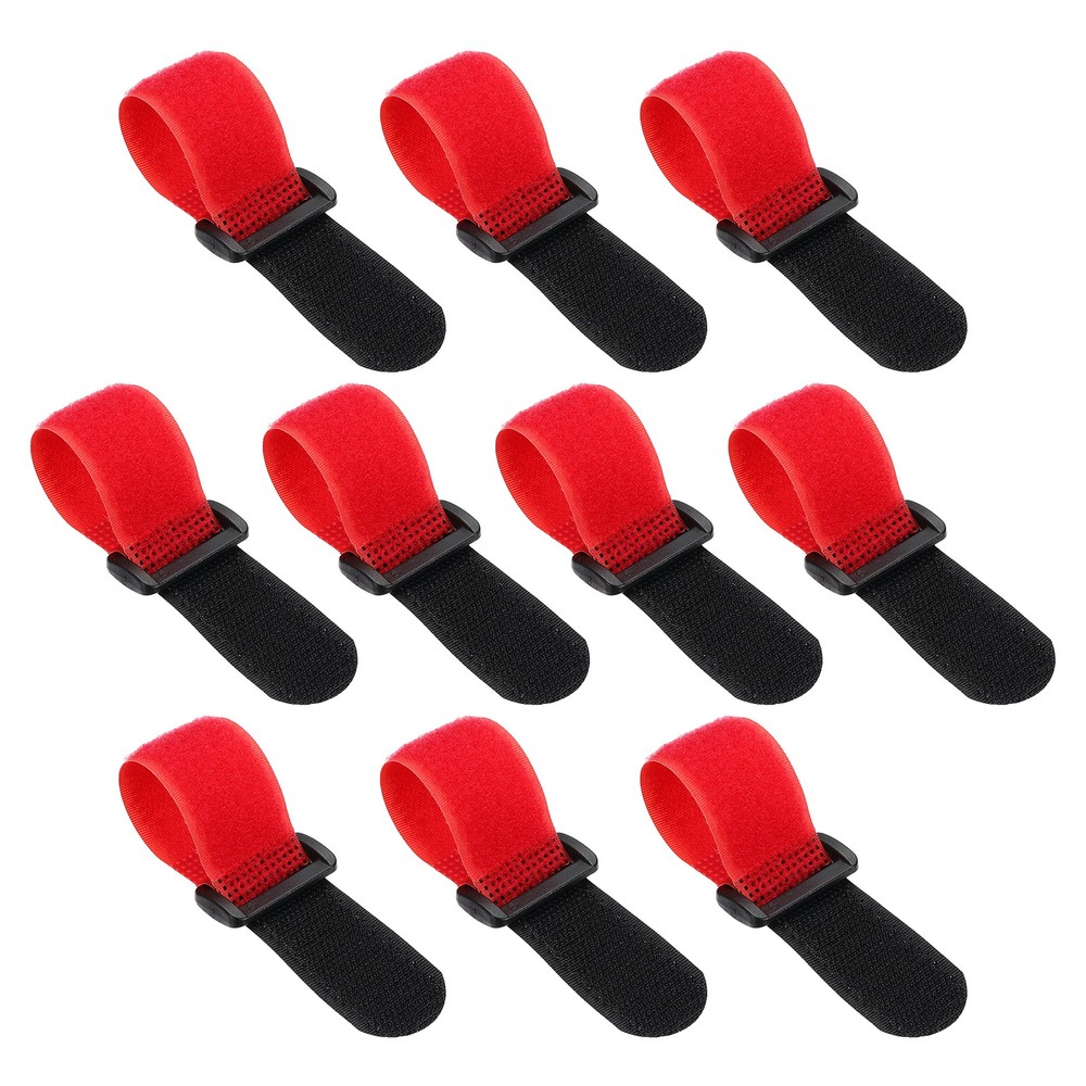 10pcs Reusable Cinch Straps 1"x6" Hook and Loop Cable Securing Straps, Red