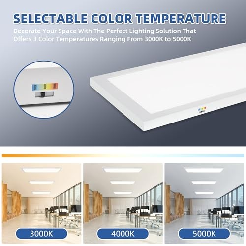 1x4 FT LED Flat Panel Selectable CCT Flush Mount 1x4 FT-2 White