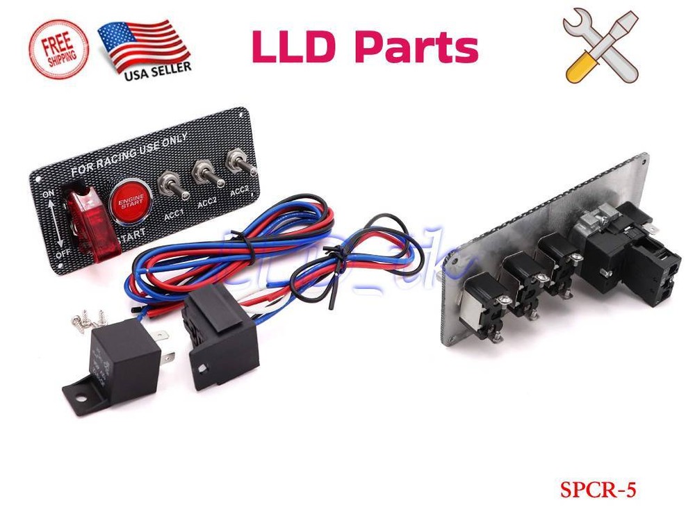 Carbon Ignition Switch Panel Engine Start Push Button LED 12V Toggle Racing Car
