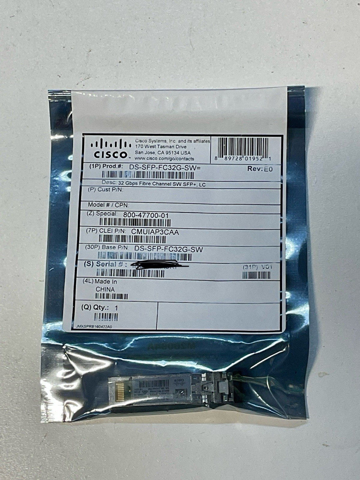 NEW DS-SFP-FC32G-SW Original Hologram CISCO 32Gbps Fibre Channel SW SFP+ LC