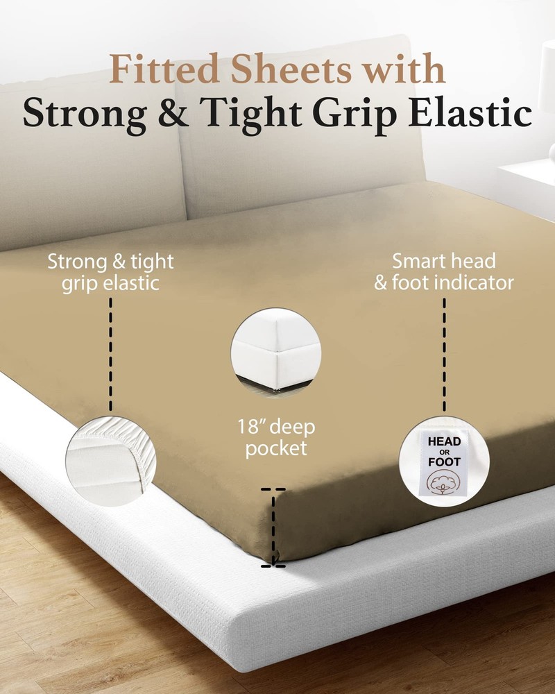 Queen Size Egyptian Cotton Sheets - 1000 Thread Count, 16" Deep Pocket, Soft ...