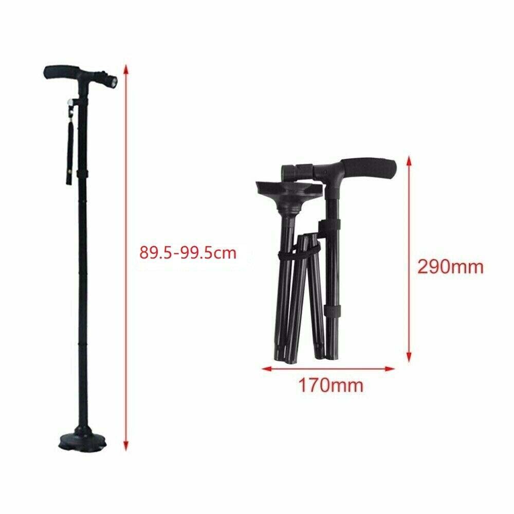 Folding Cane with LED Light - Foldable Support for Middle-Aged Walking Needs