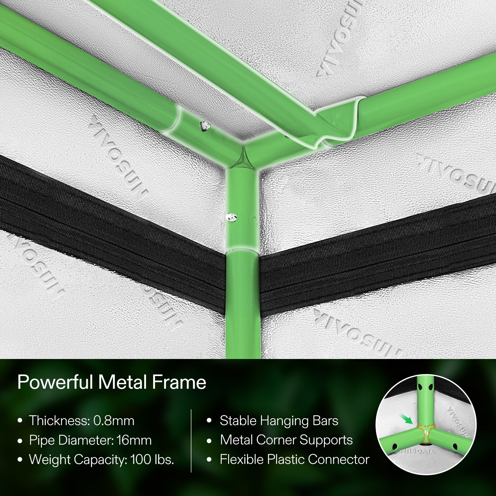 VIVOSUN 2.7x2.7 Complete Grow tent kit w/VS1000 Led Grow light inline duct fan 4