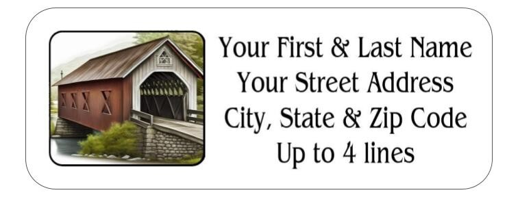 150  Covered Bridge  Mailing Return Address Labels Personalized  1 x 2 5/8 in.
