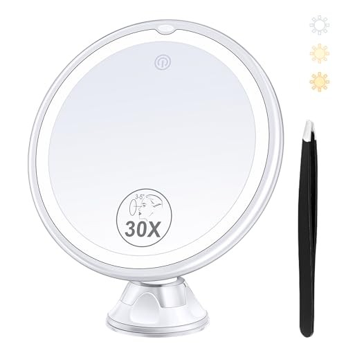Magnifying Mirror with Light 30X, Lighted Makeup Mirror 30X for White-3aaa