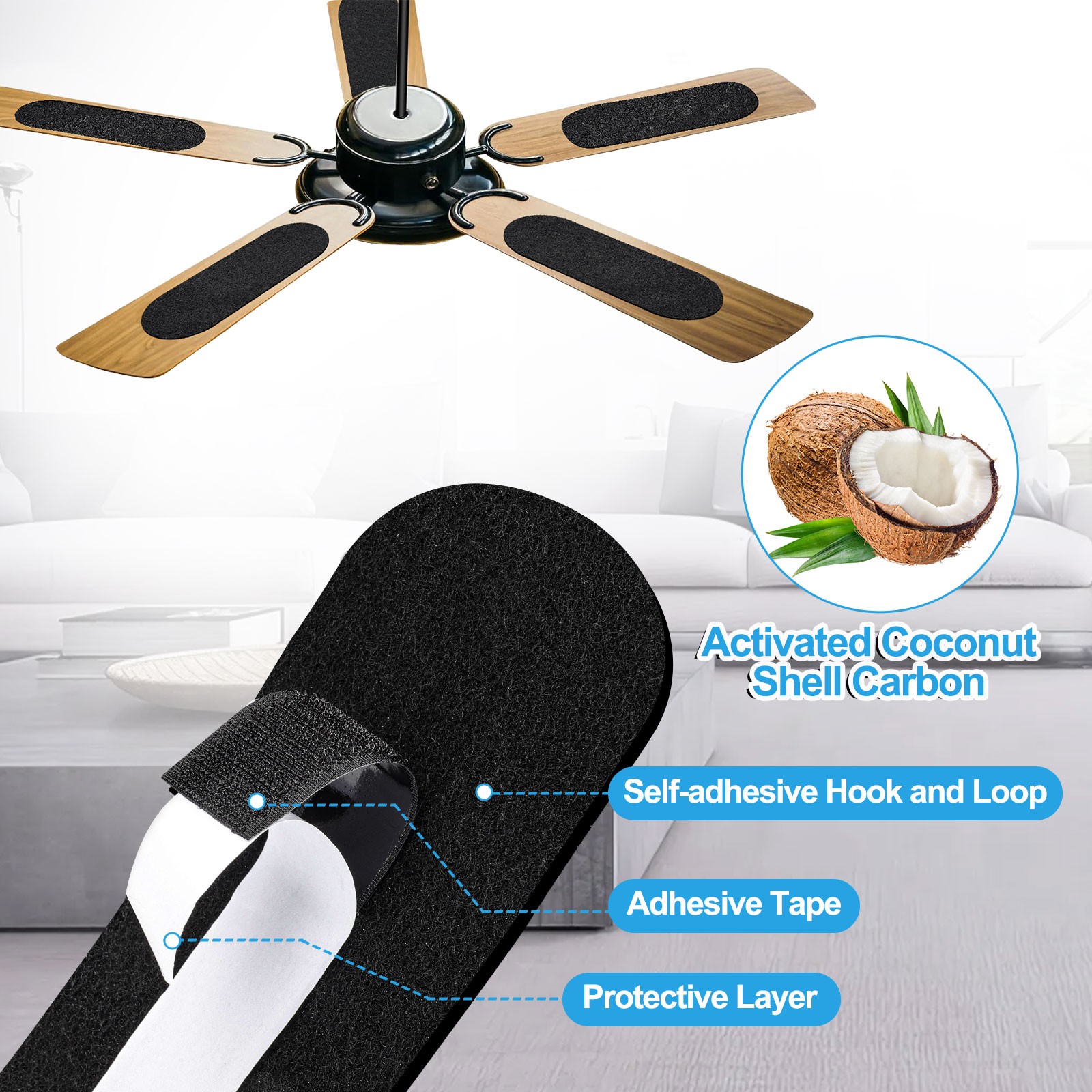 20 PCS Universal Ceiling Fan Filters Air Purifier Pads Trap Dust Odors Allergens