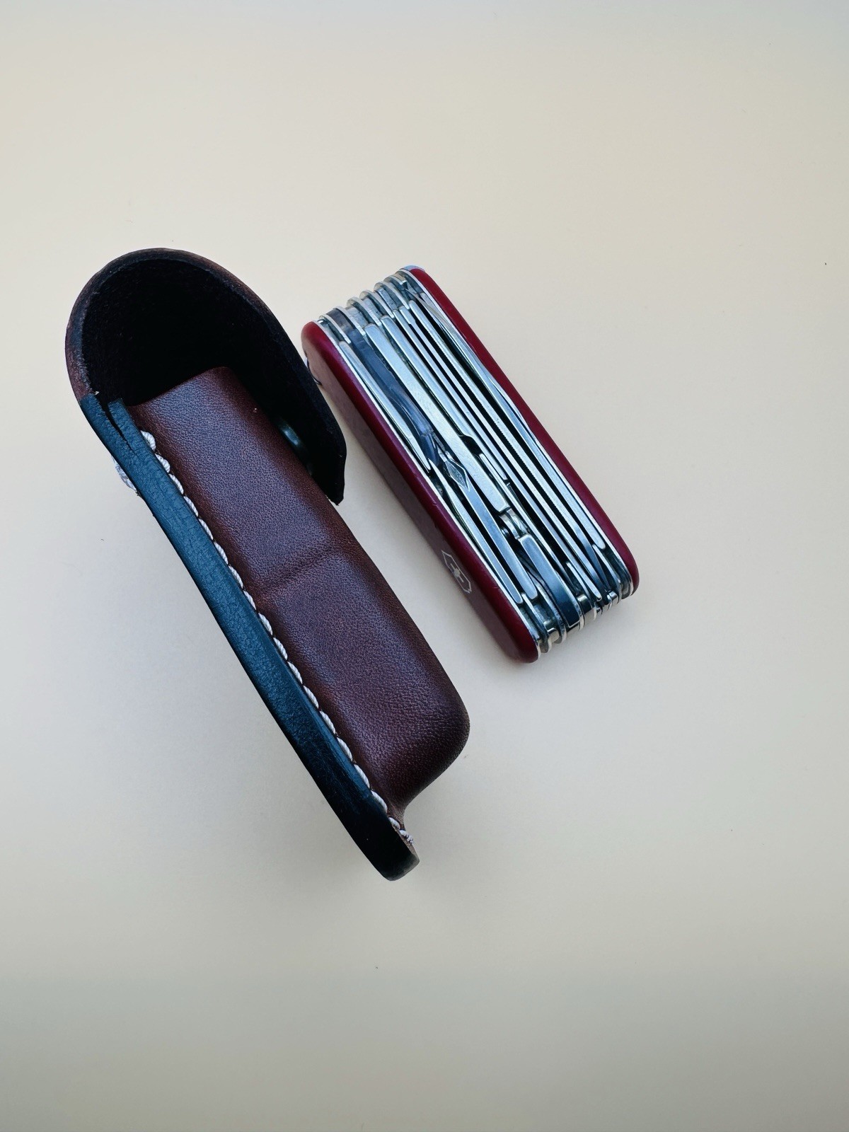 Leather Sheath Pouch Fits Victorinox Swiss Champ & 6–7 Layer Swiss Army Knives