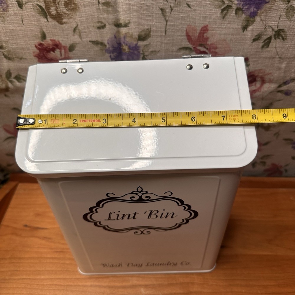 Lint Bin White Laundry Organization Magnetic or Wall Hanging