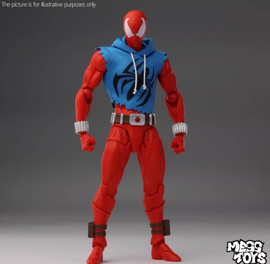 In Stock Mess Toys Spider-Man Scarlet Hero Blue Cloth Battle Suit Action Figure