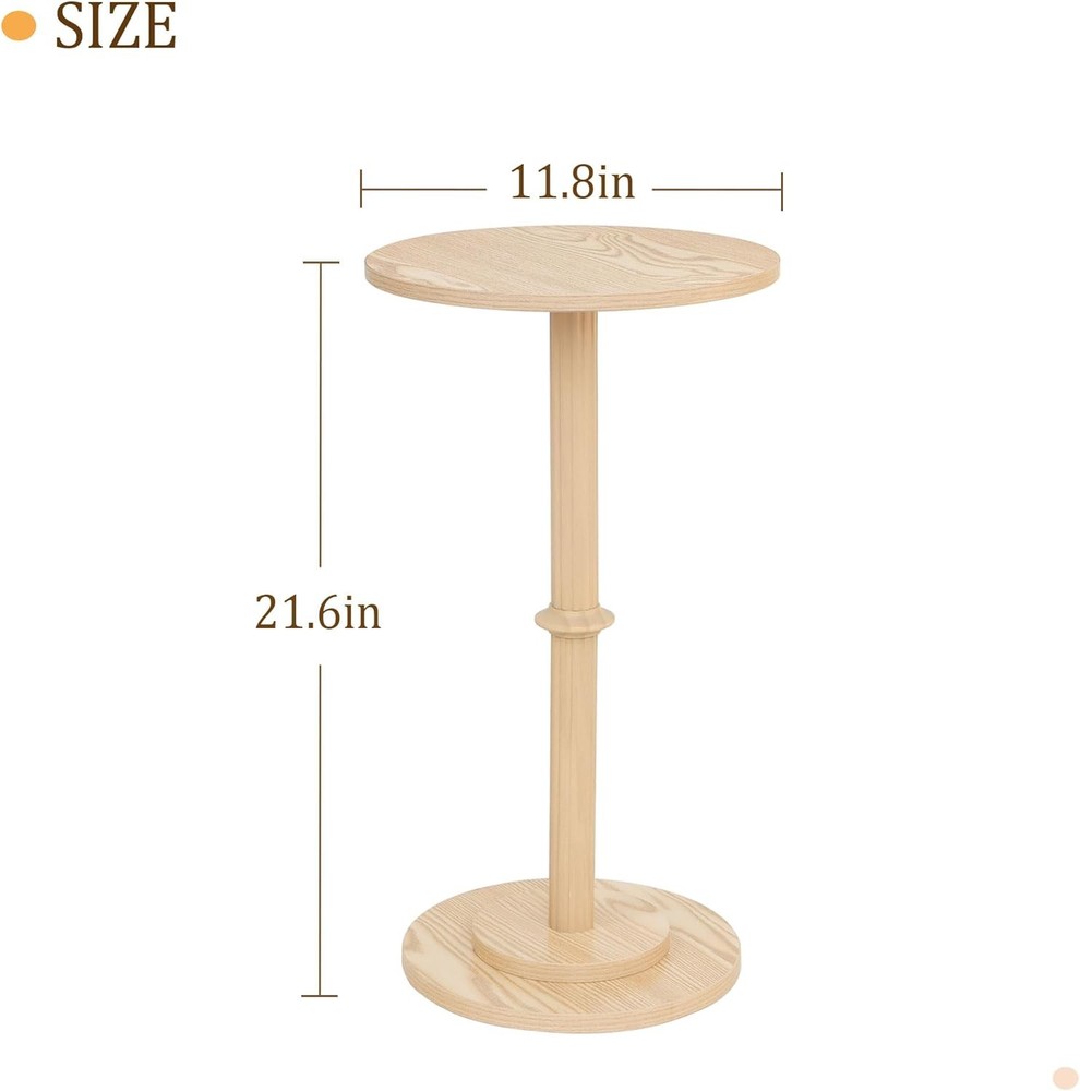 Drink Table Small Spaces Modern Round End Table W/ Fluted Wood Small Side Table