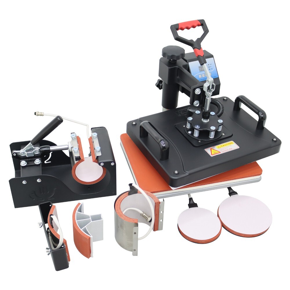 110V 6in1 Multi-function Heat Press Machine with Platen Press Tshirt Mug Plate
