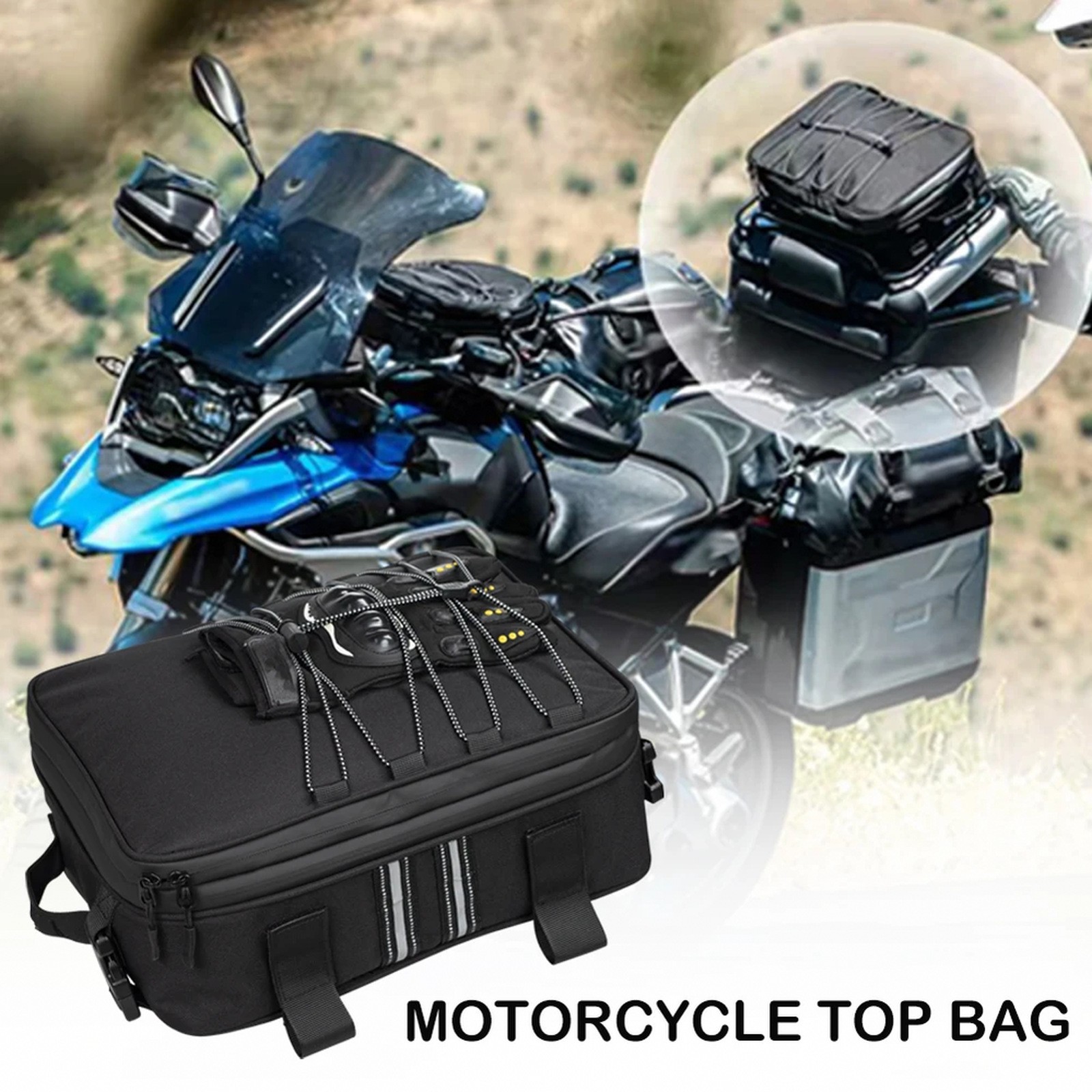 Waterproof Expandable Top Bag for Motorcycle Pannier — 18 L Capacity