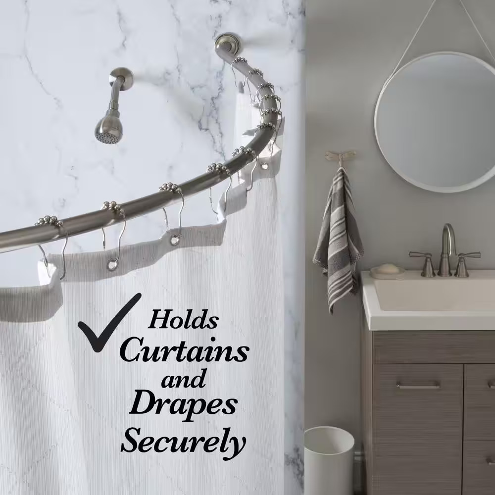 Curved Wall Mounted Rod in Satin Nickel