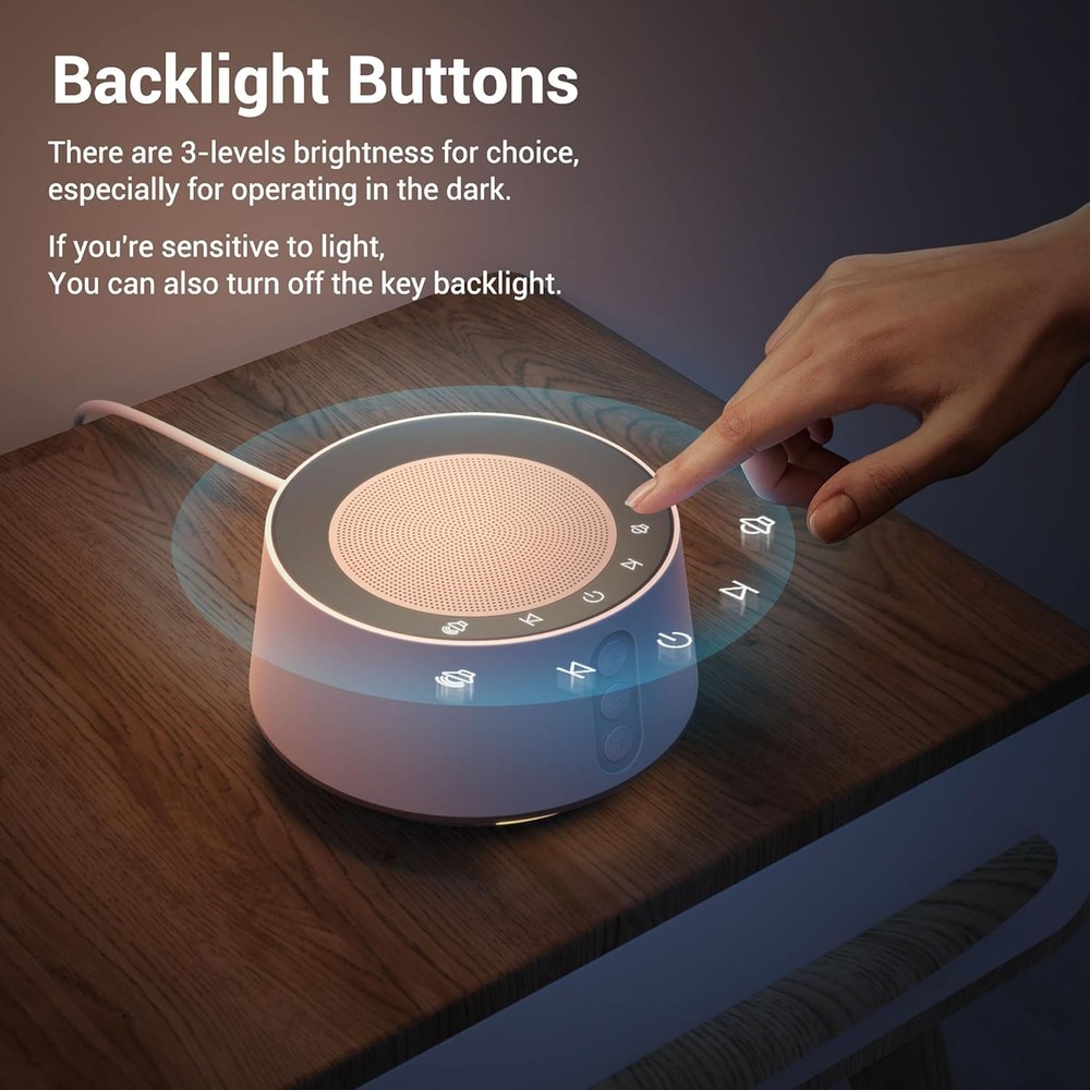 Intelligent White Noise Sound Machine with Timers, Lights & Memory Features