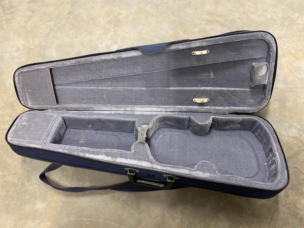 Durable Cloth Fluff Triangle Shape Case Gray/Beige Lining for Violin Blue