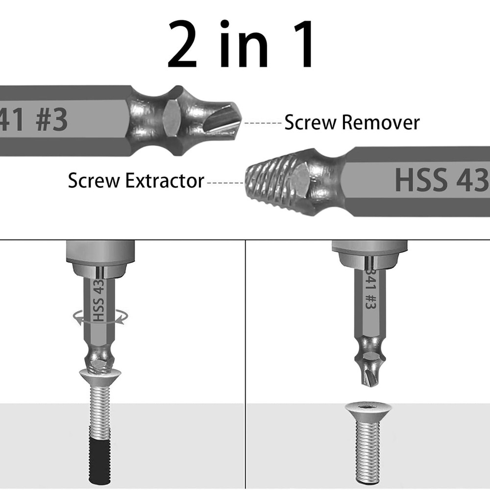 Professional Screw Extractor Set, 5-Piece HSS Drill Bit Kit