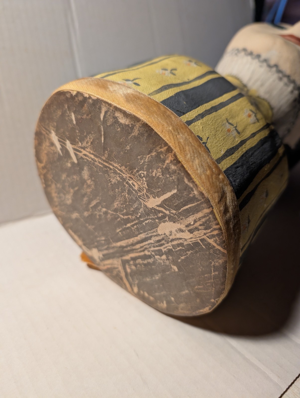 Vintage Millinery Head Hand Painted Plaster Paper Mache Fabric ANIQUE 13"