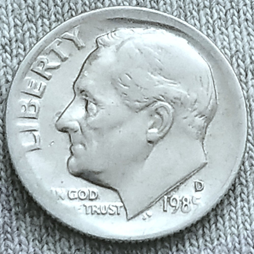 1985 D Roosevelt Dime 10c Strike Errors Broadstrike error Fade Fat Letters GREAT