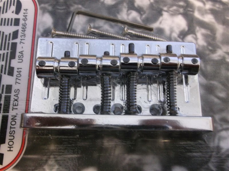 NEW - 4-String Bass Bridge, String Through Body, CHROME