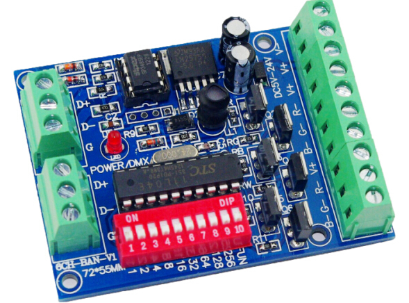 1PCS DMX512 Decoder 6CH Channel RGBW Controller LED stage lighting CMOS Output