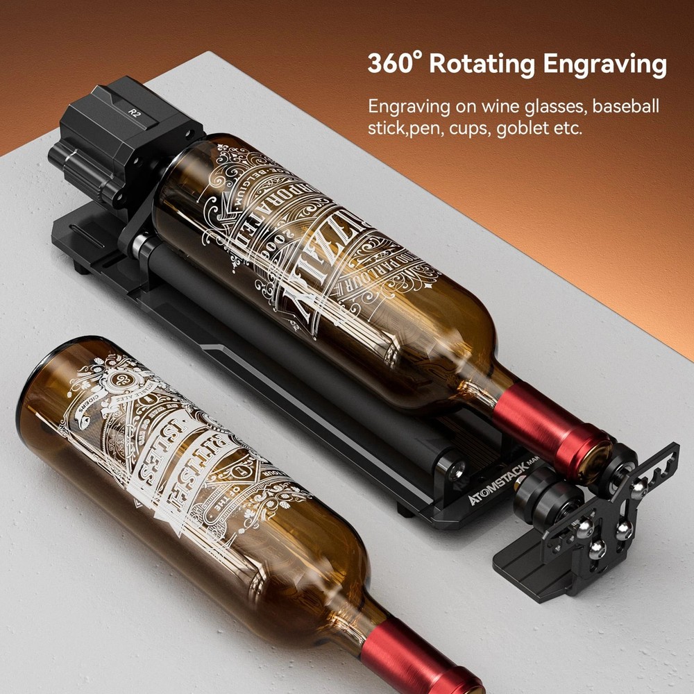Used Atomstack R2-B Laser Rotary Roller for A6 A12 A24 Pro Swiitol E6 E18 E24