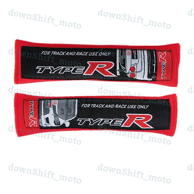 X2 Red JDM TYPE R Style Embroidery Seat Belt Cover Shoulder Pads Cushions New