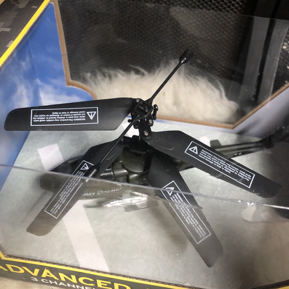 US Army Advanced Attack 3 Channel RC Helicopter Remote Control/Open Box Untested