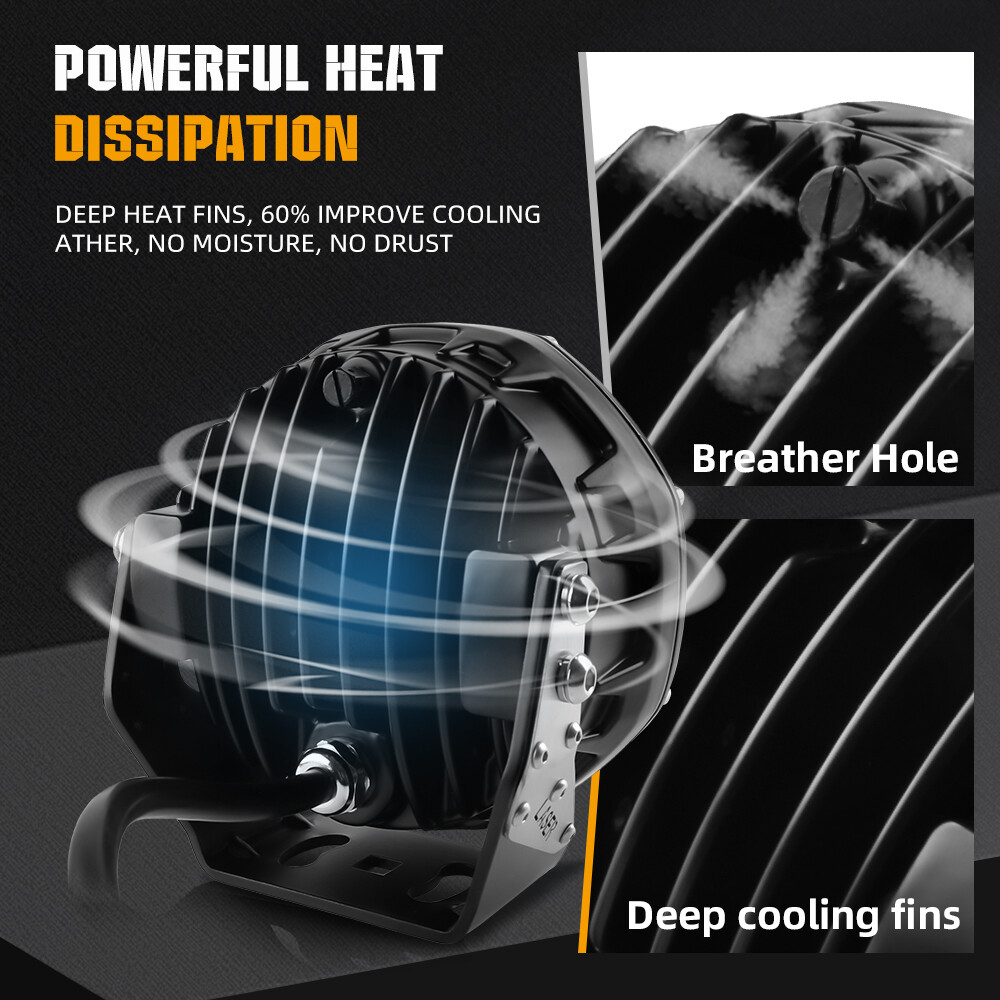 Pair 5" LED Work Lights Super Bright Offroad Driving Auxiliary Pods +2leads Wire