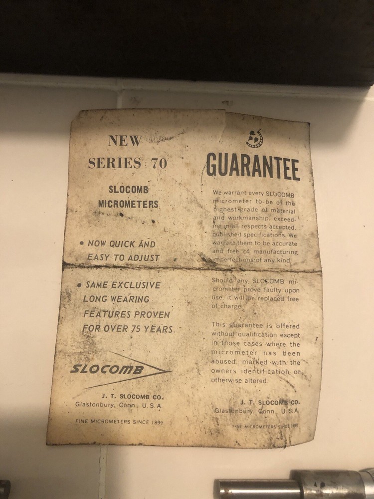 5 PIECE SLOCOMB MICROMETERS SET