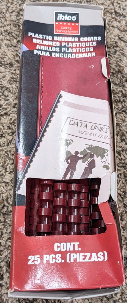 Ibico Desktop Finishing Systems Plastic Binding Combs Maroon 24 Pieces