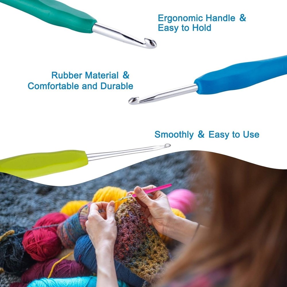 Professional Extra Long 10mm Crochet Hooks, Ergonomic Handle Set for Beginner...