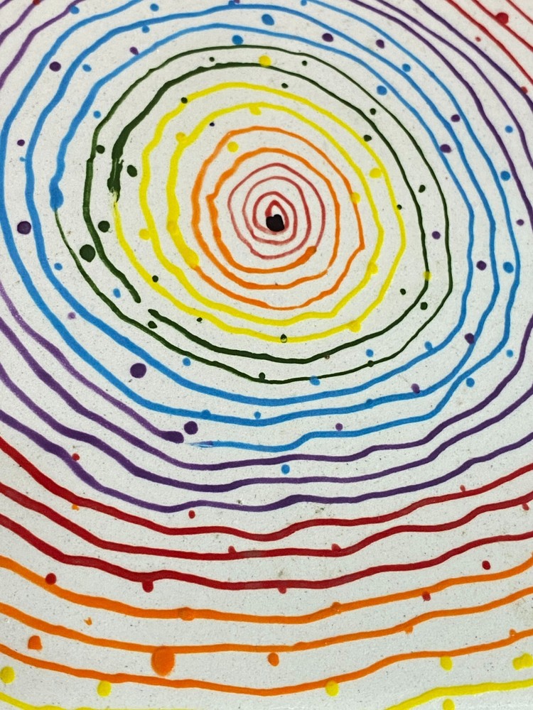 Handpainted Rainbow Color Echo Design Ceramic Trivet