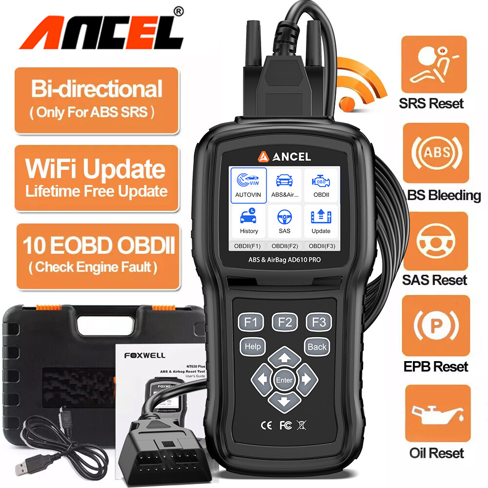 ANCEL AD610 PRO SRS OBD2 Code Reader ABS Bleeding SAS Reset Diagnostic Scan Tool