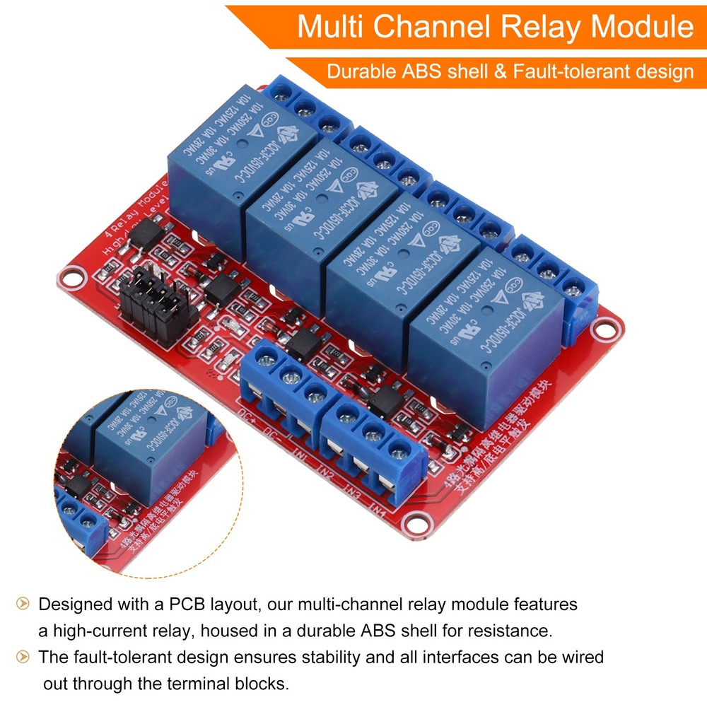 DC 5V 4 Channel Relay Module High or Low Level Trigger for Electronics