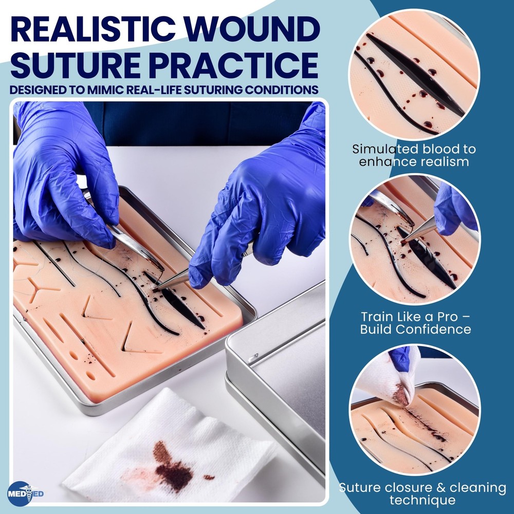 Suture Practice Kit with Blood | Realistic Complete Suture Practice Kit (40 P...