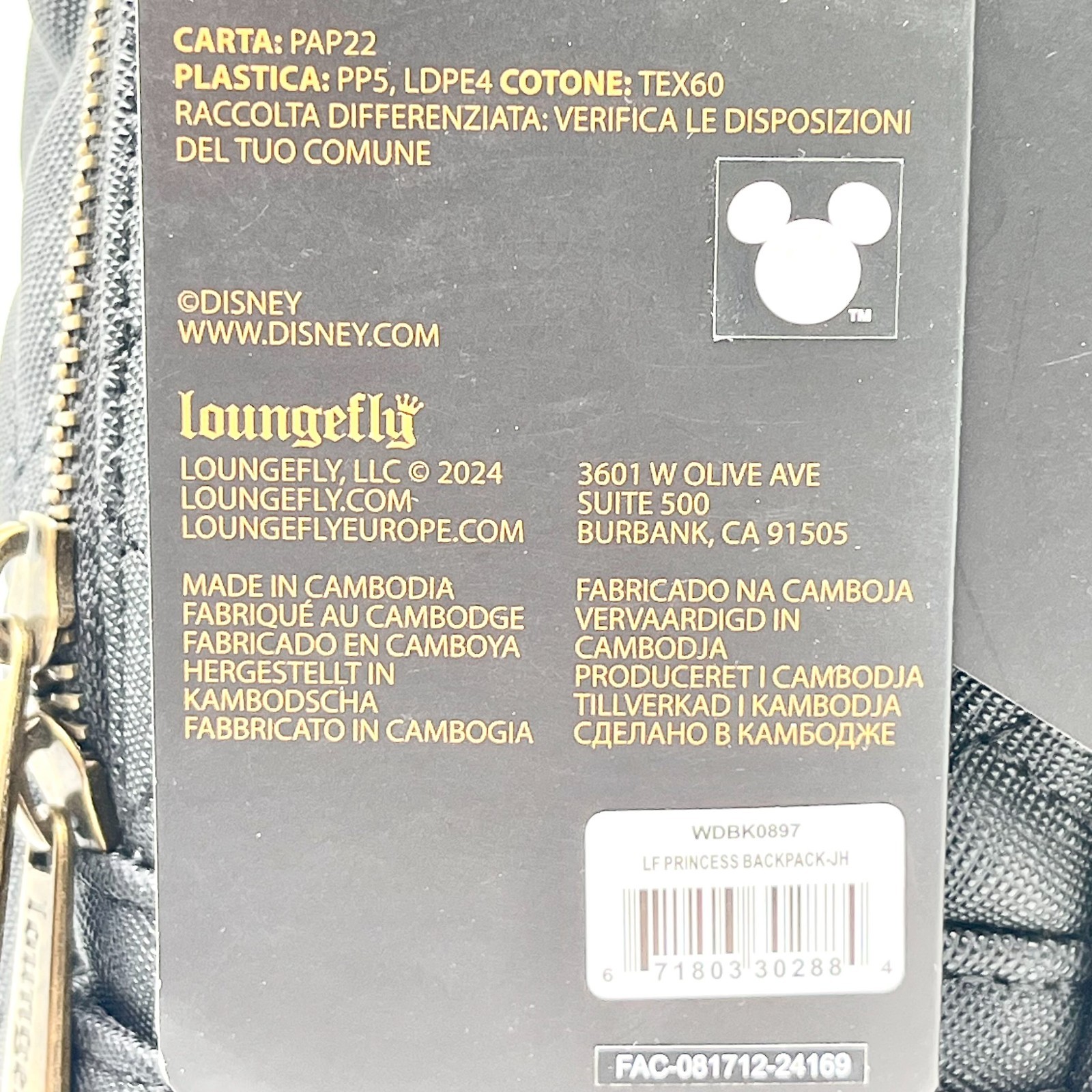 Disney Black White Loungefly Backpack Disney Princess Bag