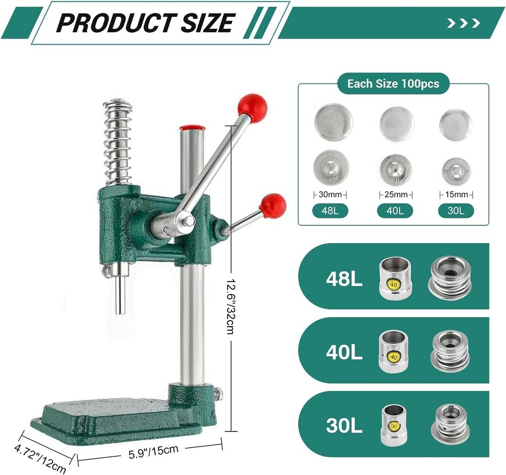 DIY Fabric Button Maker with 300 Buttons & 3 Molds - Create Personalized Designs