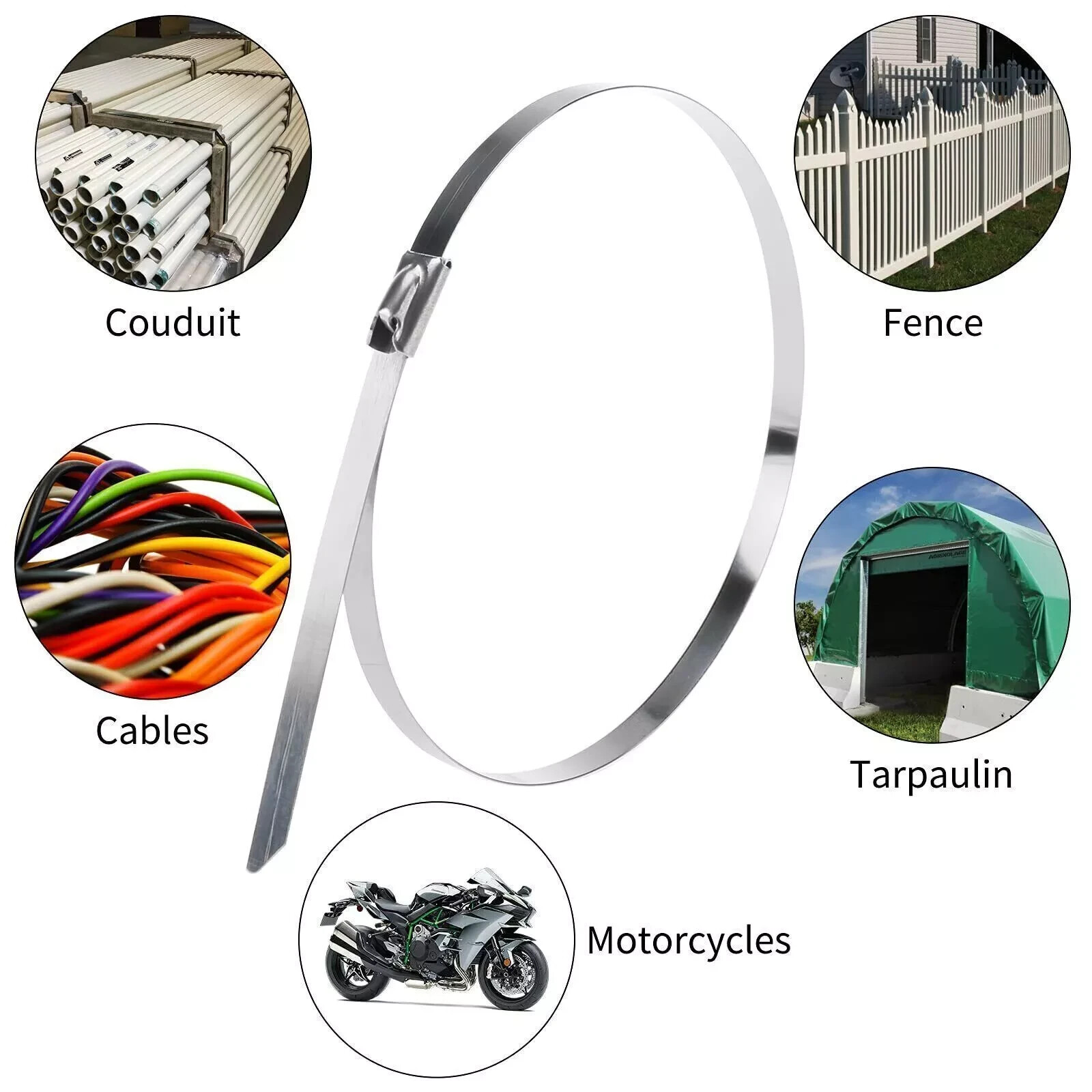 INDUSTRIAL GRADE 400lb (12MM) Stainless Steel Metal Zip Ties Heavy Duty Cable