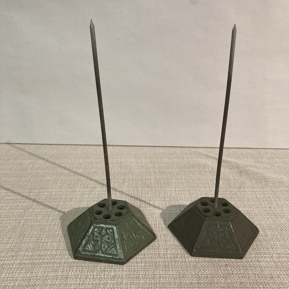 Two Vintage Cast Iron Note/Receipt Stakes