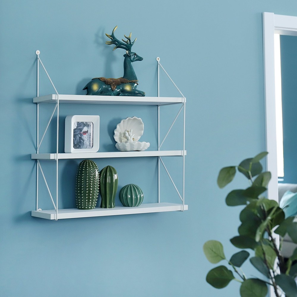 3-Tier Display Wall Shelf Storage Rack Holder, White