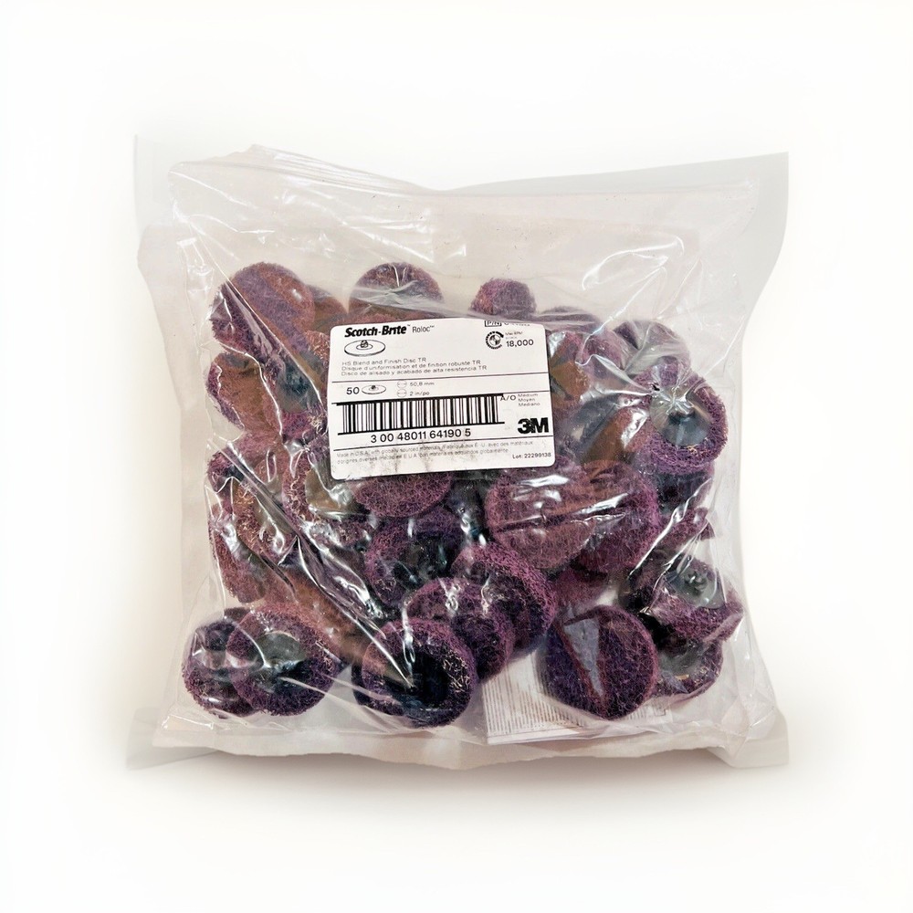 (50) 3M Scotch-Brite Roloc TR Quick Change HS Blend & Finish Disc 2" Medium