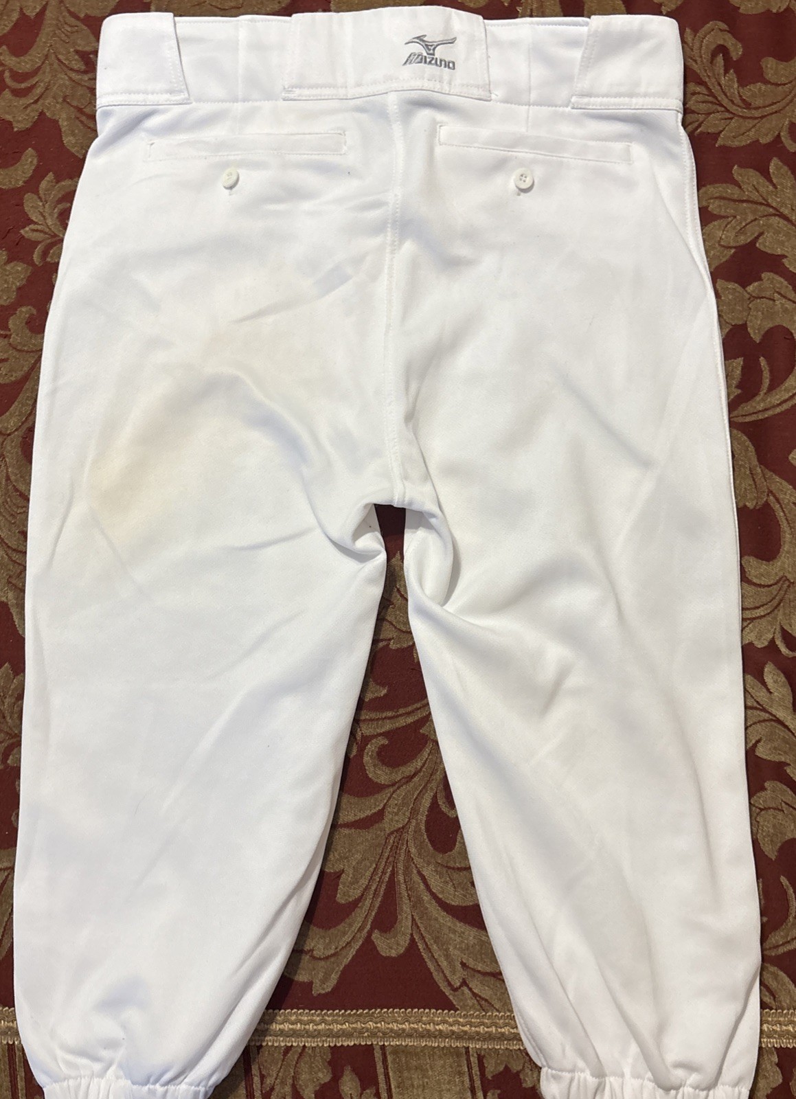 Lot Of 2 MIZUNO Mens Large 17” Inseam White Performance BASEBALL PANTS 1 Practic