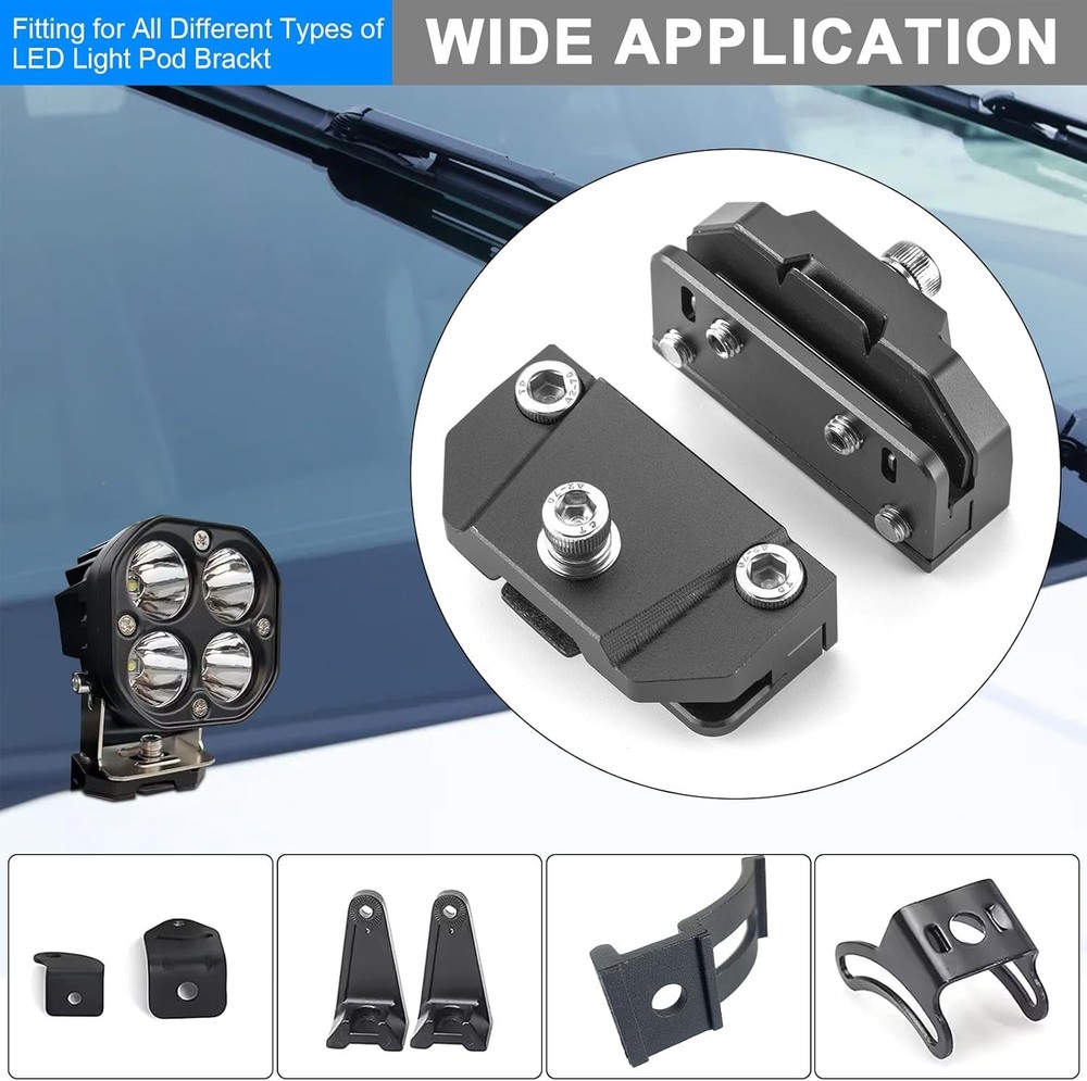 2PCS Universal Hood Light Mounting Brackets Ditch Light Brackets Adjustable Alum