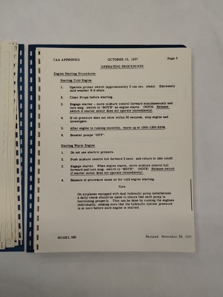 Aero Commander Model 680 Flight Manual-Original