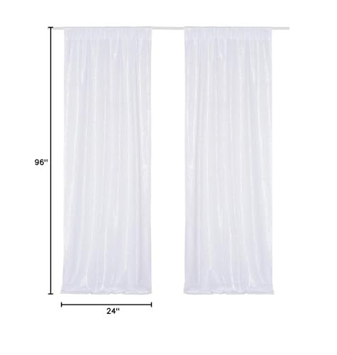 White Sequin Backdrop Curtains 2 Panels 2FTx8FT Wedding Party Decor