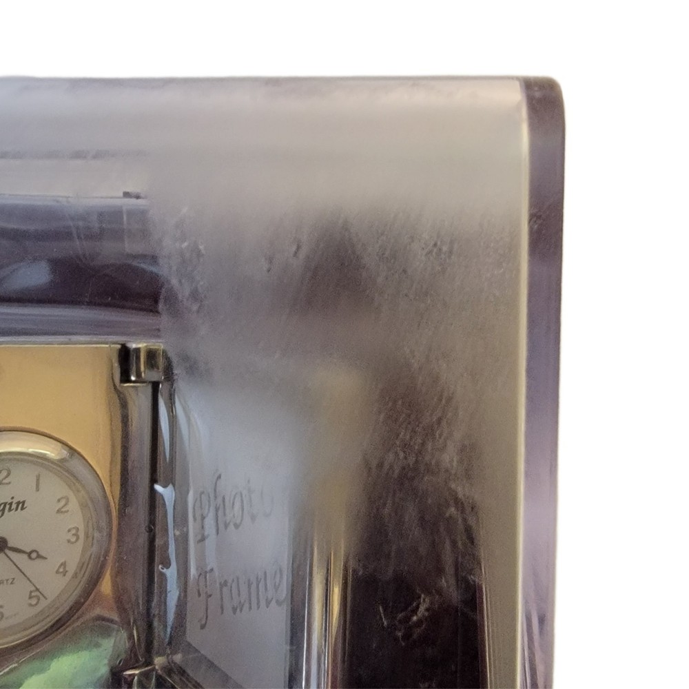 Elgin mini-Clock and Photo Frame Open Box New Battery