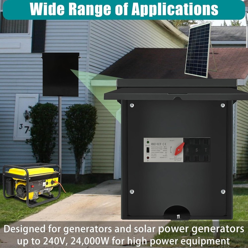 Automatic Transfer Switch, 100 Amp 3 Pole Auto Transfer Switch for Home Generato