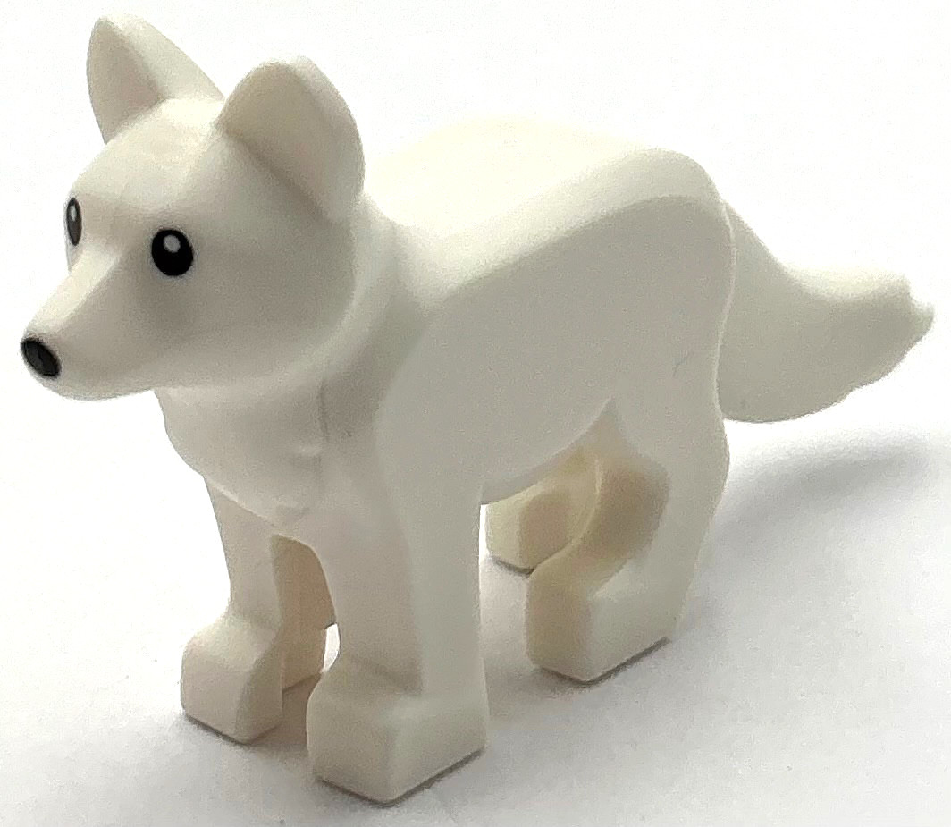 Lego New White Fox Bushy Tail Black Eyes and Nose Wolf Dog Animal